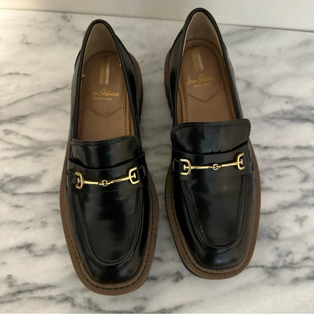 Sam Edelman Laura lug sole loafers gold buckle women’s size 6.5 Y2K